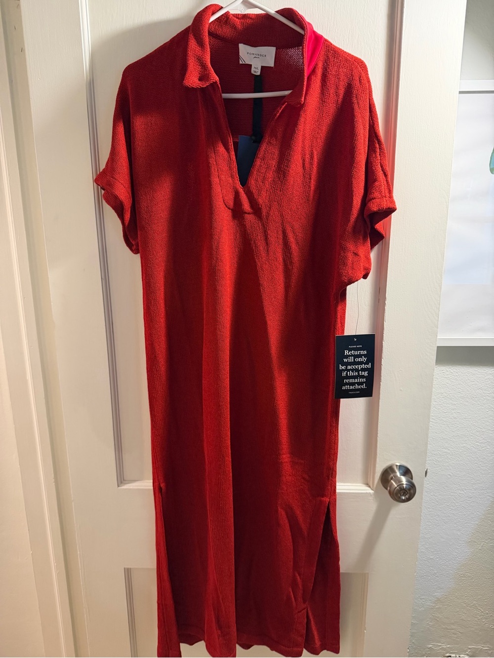 Pomander Place Red Knit Polo Top